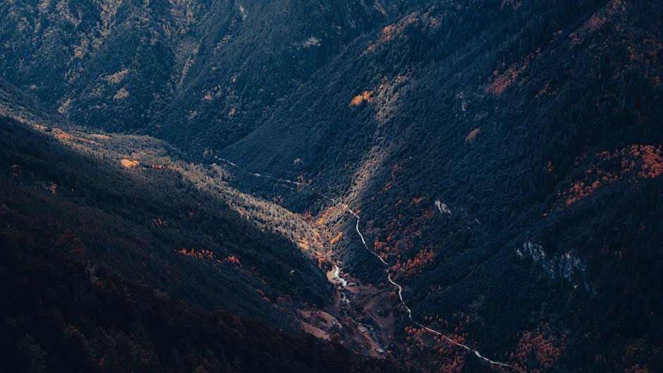 A breathtaking aerial view of lush mountains in Diqing, Yunnan, China.