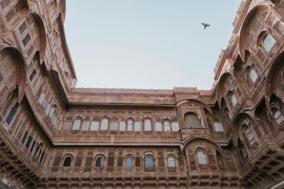 Explore the intricate stone carvings of Mehrangarh Fort in Udaipur, a remarkable example of Indian architecture.